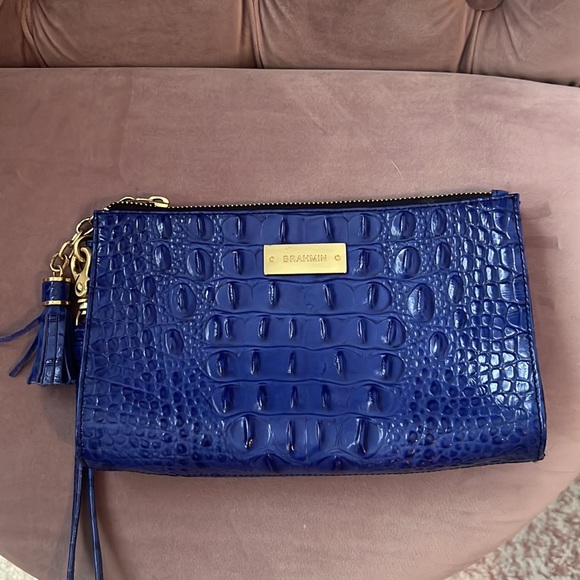 Brahmin Dark Blue Melbourne Leather Clutch Wristlet - Picture 3 of 4